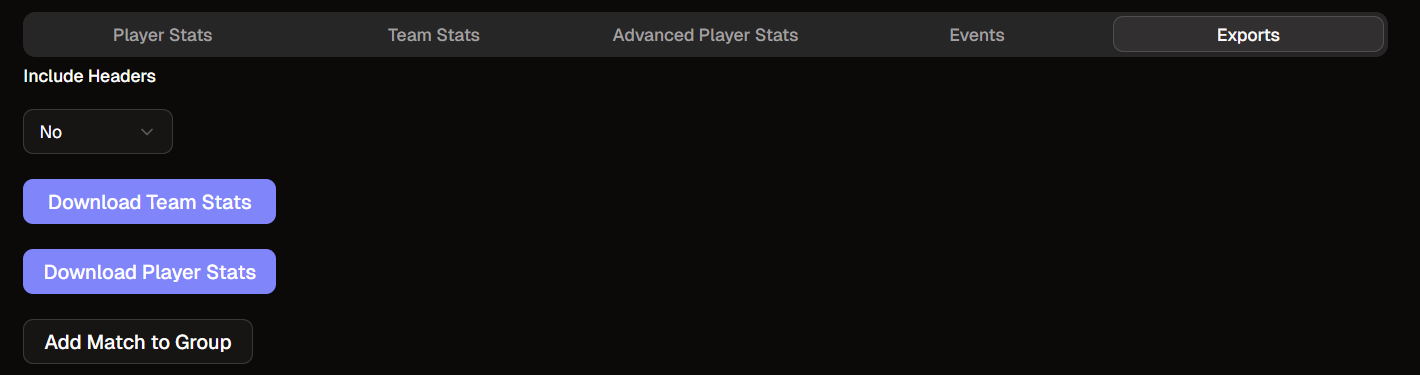 Match Page Exports